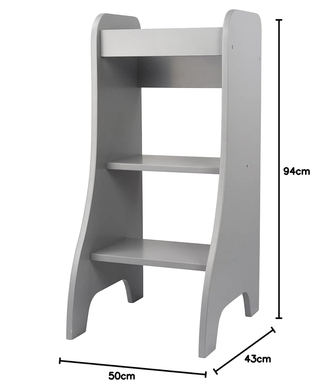 Puckdaddy® Lernturm ab 1 Jahr mit Kippschutz - Grau, 43x50x94 cm - Montessori Learning Tower - Tritt
