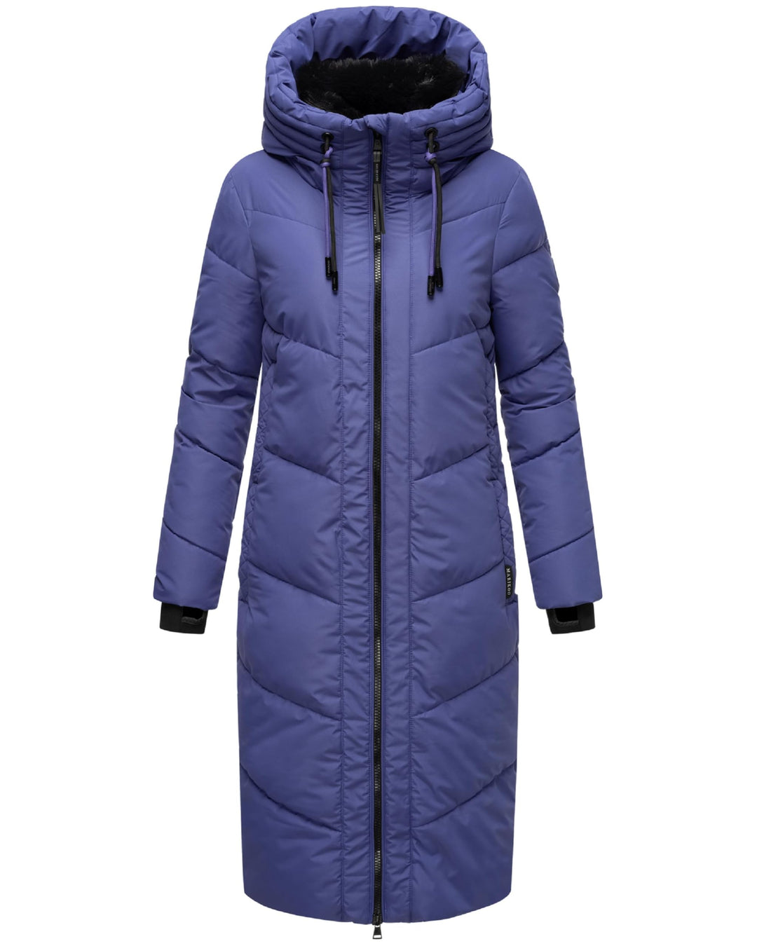 MARIKOO Damen Wintermantel Warmer Steppmantel lang mit Verstellbarer Kapuze und hohem Kragen Nadaree