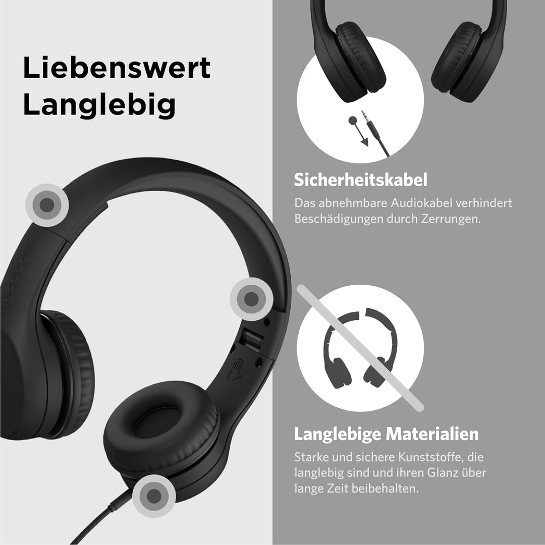 LilGadgets Connect+ Kinderkopfhörer mit Mikrofon, Lautstärkebegrenzung für sicheres Hören, Verstellb