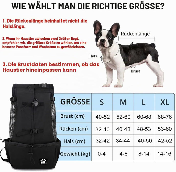 1–25 kg Hundetragetasche mit Kordelzug, belüfteter Haustier-Rucksack für kleine, mittelgrosse Hunde,