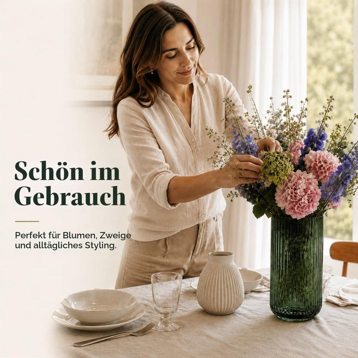 Lyngby Porcelæn Vase H25 cm Lyngby aus mundgeblasenem Glas zeitlos, grün H25 cm Copenhagen Green, H2