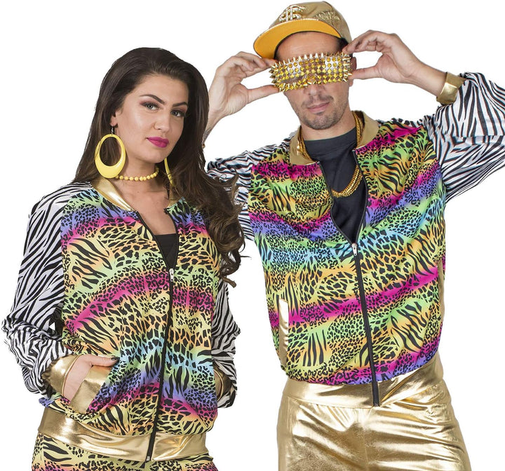 Funny Fashion Herren Kostüm 80er 90er Jahre Jacke Blouson Rapper Hip Hop Pimp bunt Karneval (48/50)