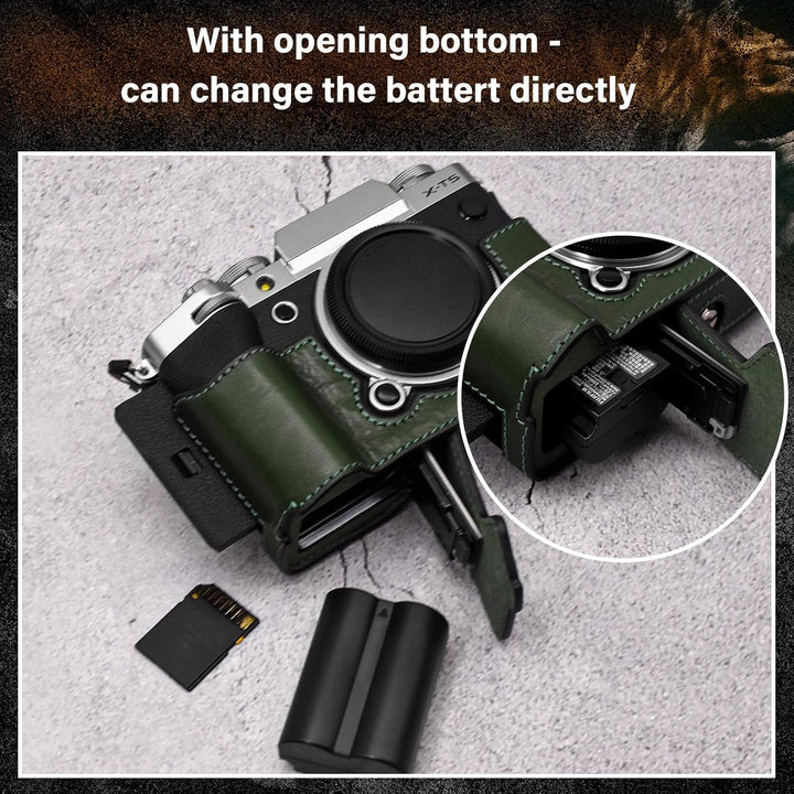 MUZIRI KINOKOO XT5 Tasche Kompatibel für Fuji XT5/X-T5 Digitalkamera mit Echtleder Half Case mit Han