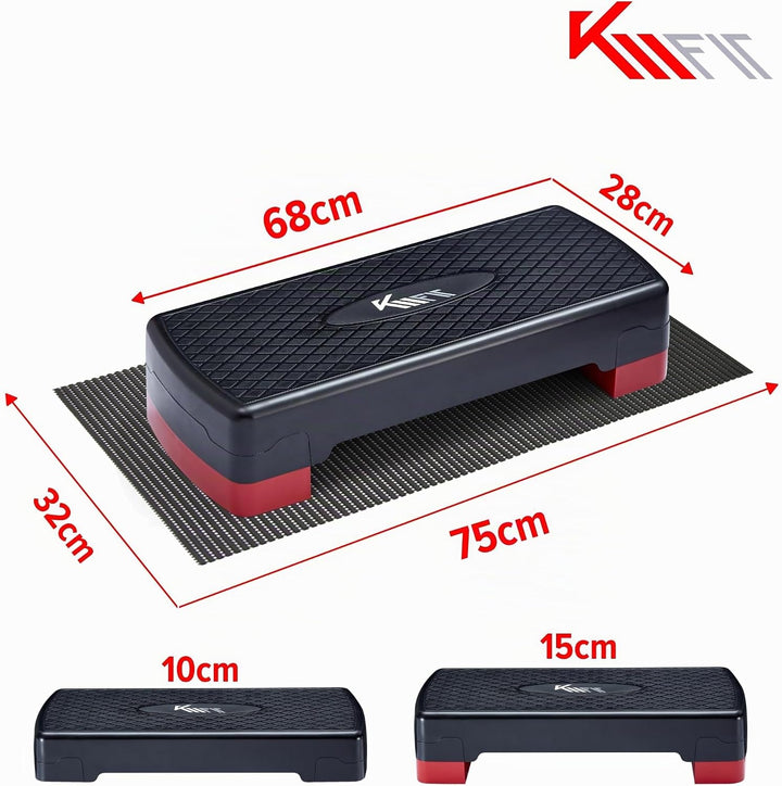 KM-Fit Fitness Stepper | Steppbrett Aerobic Stepper für zuhause | Step-Bench 2-fach höhenverstellbar