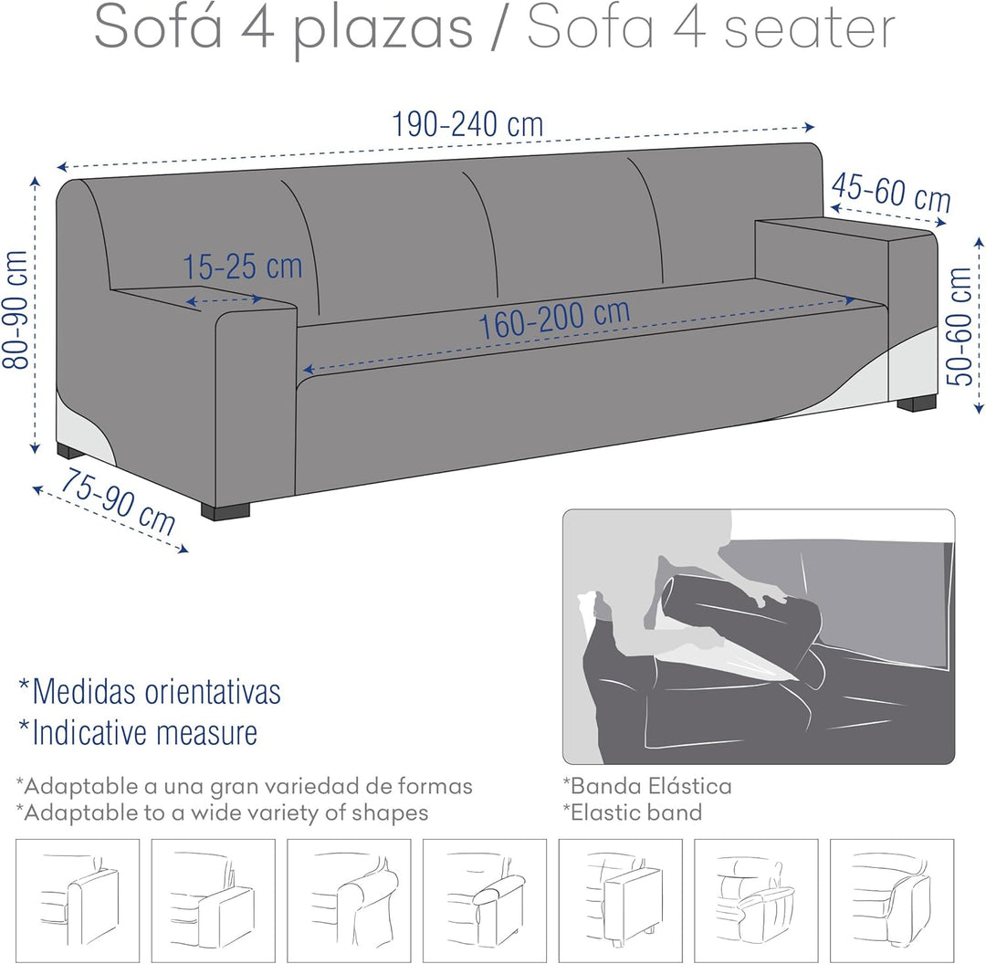 Eysa Ulises elastisch Sofa überwurf 4 sitzer, Polyester-Baumwolle, 01-beige, 37 x 11 x 29 cm 37 x 11