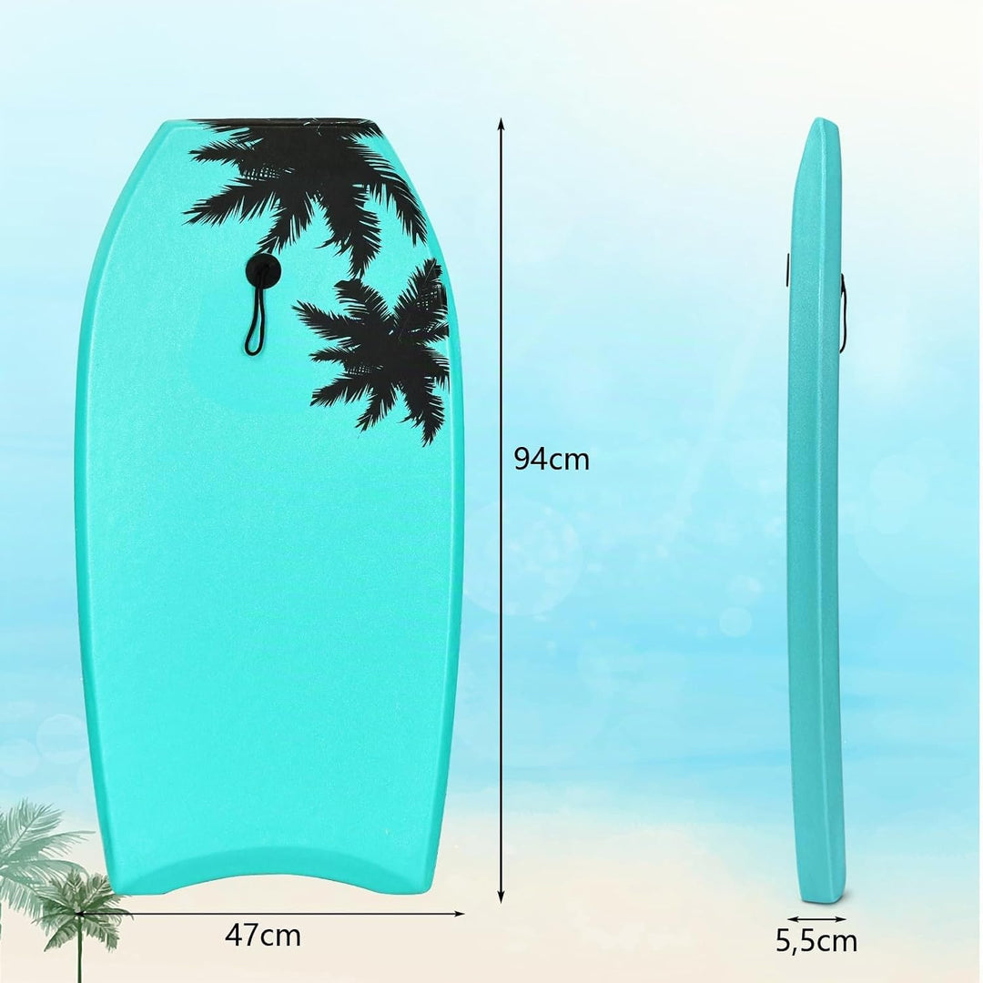 HOMASIS Bodyboard Schwimmbrett mit Zugseil 90 cm, Surfbrett für Kinder und Erwachsene, Surfbrett mit