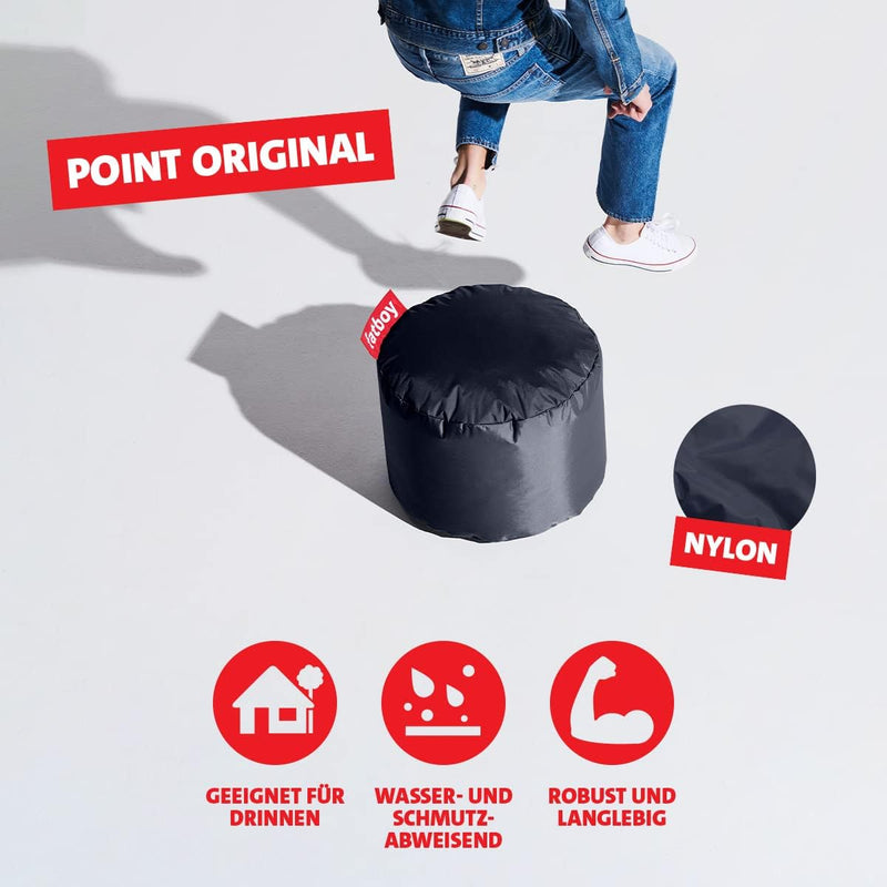 Fatboy® Point Hocker Nylon Blau | Runder Sitzhocker | Trendiger Poef/Fussbank/Beistelltisch | 35 x ø