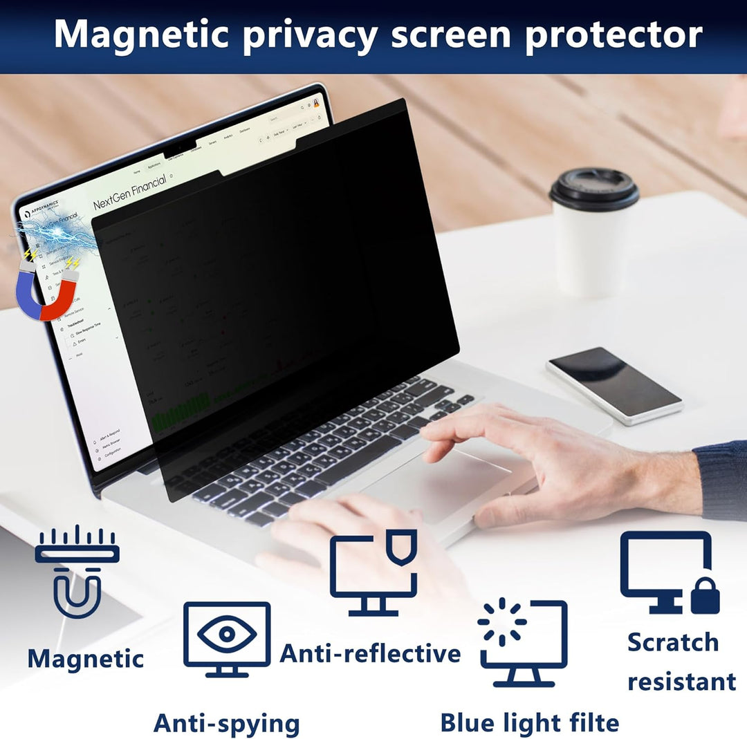 YealRed 13,3 Zoll 16:10 Magnetischer Laptop Sichtschutzfolie, Anti-Blaulicht, Anti-Blend, Anti-Kratz