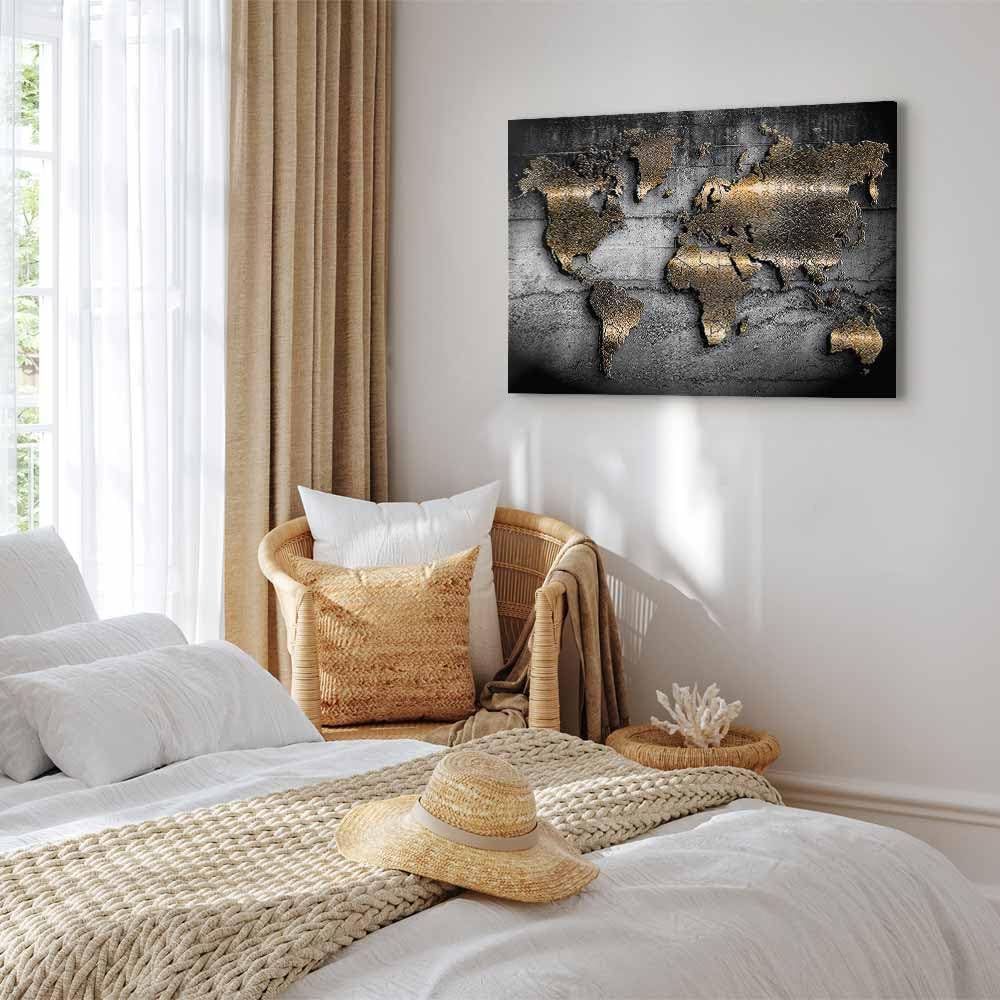 B&D XXL - Akustikbild Weltkarte 120x80 cm 1 tlg Bilder Akustikschaum Schallschutz Kunst Akustikpanee