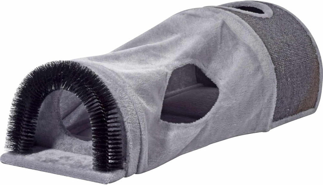 dobar® 43408FSCe Faltbare Katzenhöhle - Katzentunnel - Kratzfläche & Spielball - Spieltunnel Plüsch