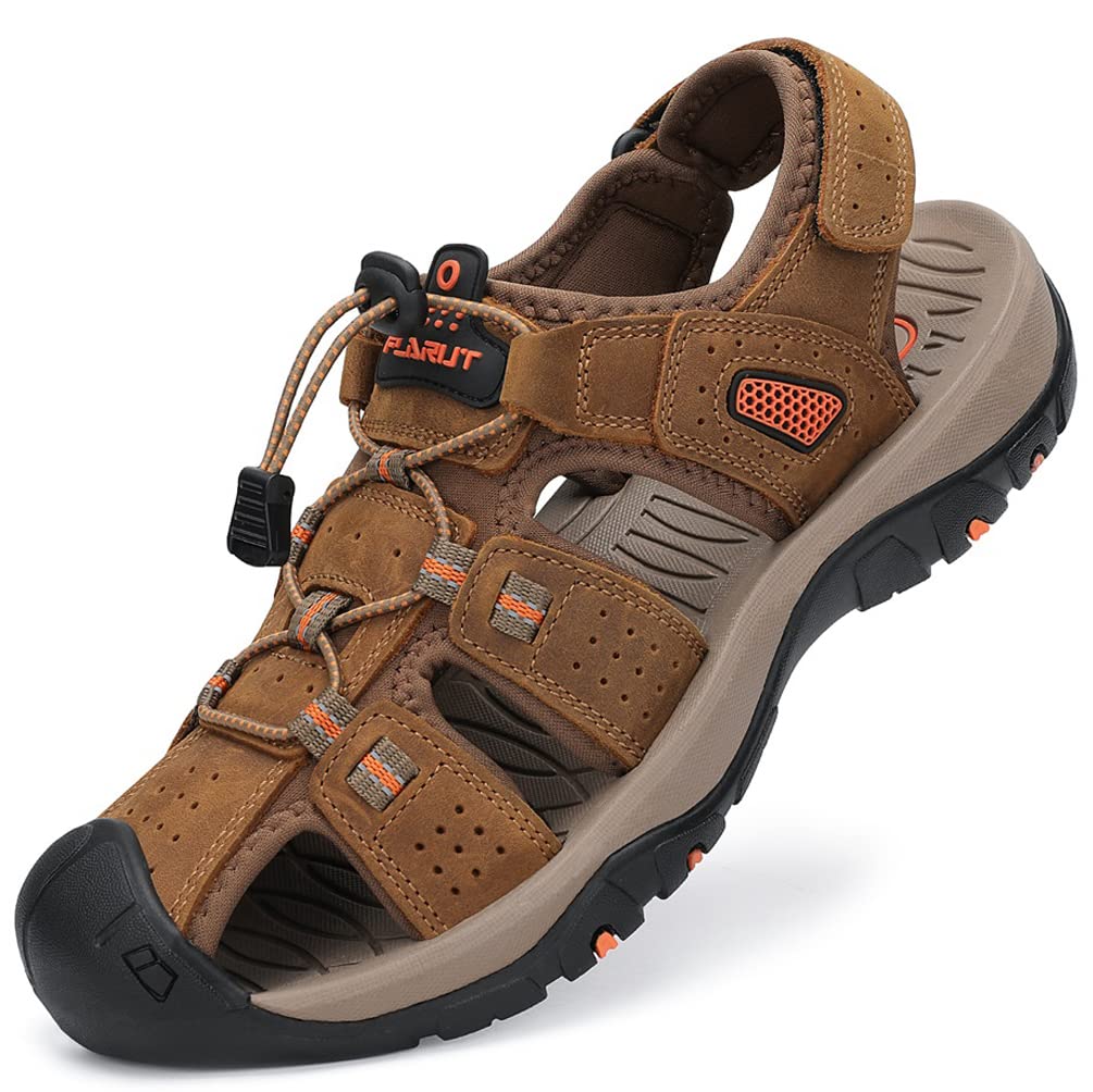 FLARUT Sandalen Herren Outdoorsandalen Sommer Wanderschuhe Trekkingsandalen Leder Strand Wandersanda