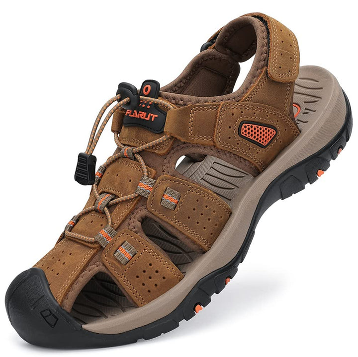 FLARUT Sandalen Herren Outdoorsandalen Sommer Wanderschuhe Trekkingsandalen Leder Strand Wandersanda