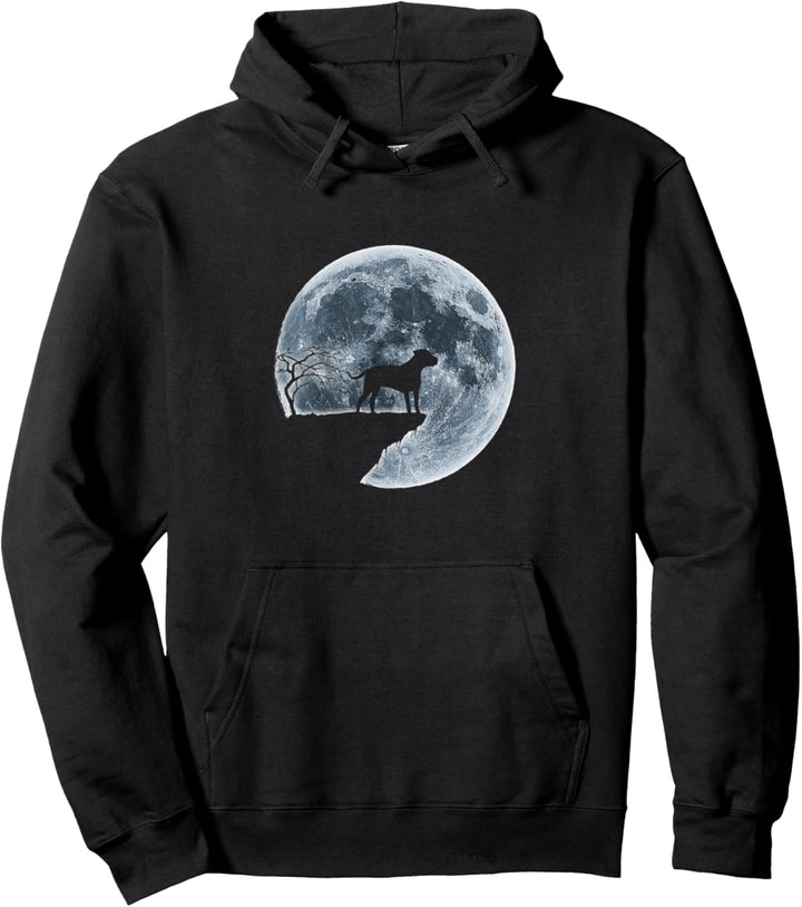 Dogo Argentino Halloween Kostüm Mond Silhouette Pullover Hoodie