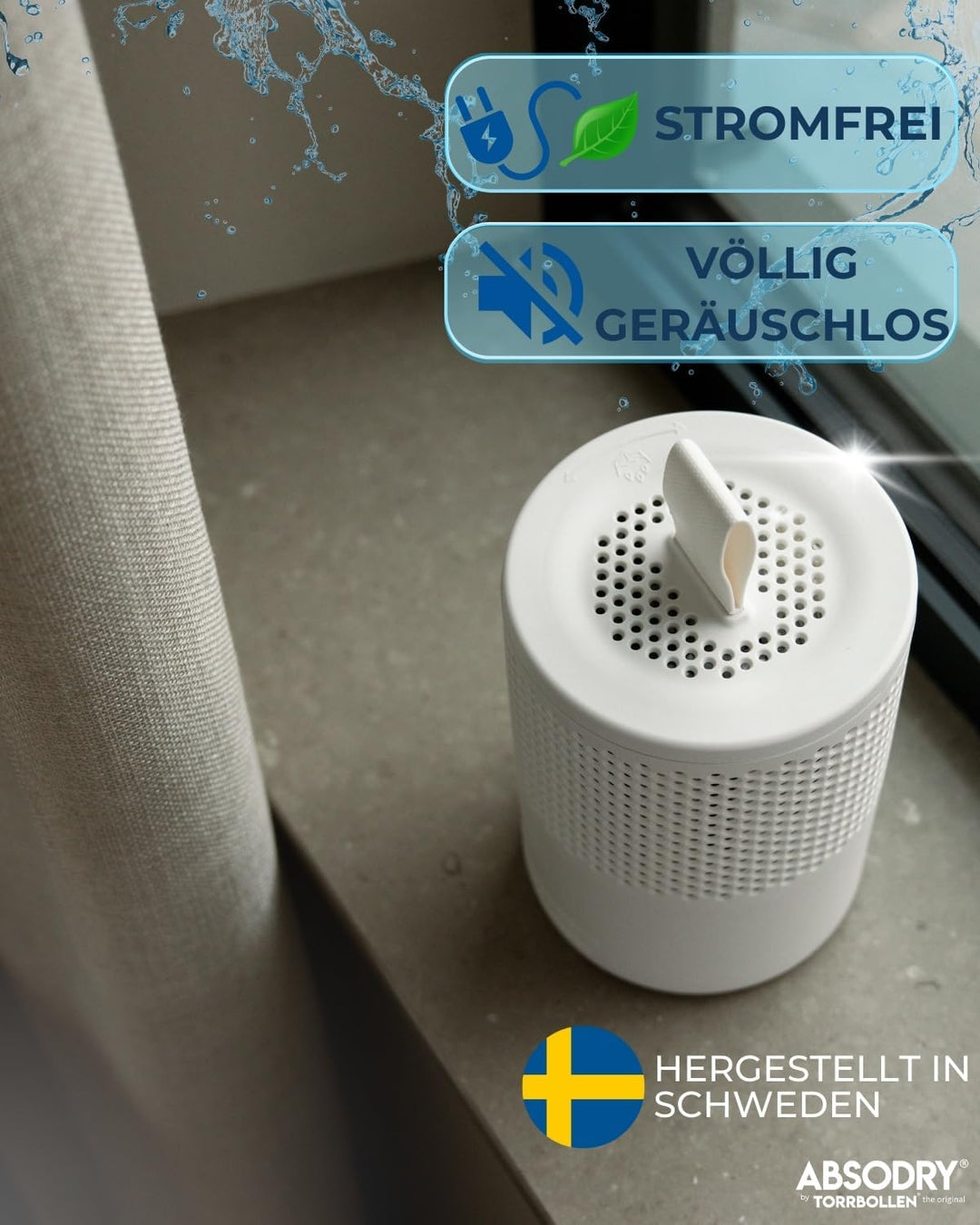 AbsoDry Luftentfeuchter ohne Strom bis 25m² - Inklusive Nachfüllpack - Aus recyceltem Kunststoff - R