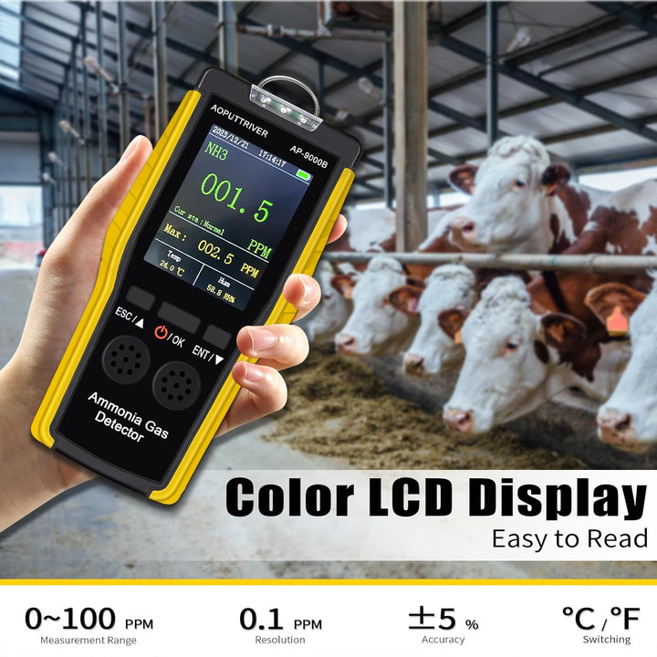 Ammoniak Gas Detektor 9000B, 0~100PPM Akustischer Optischer Alarm NH3 Luftqualitätsmessgerät für Ind