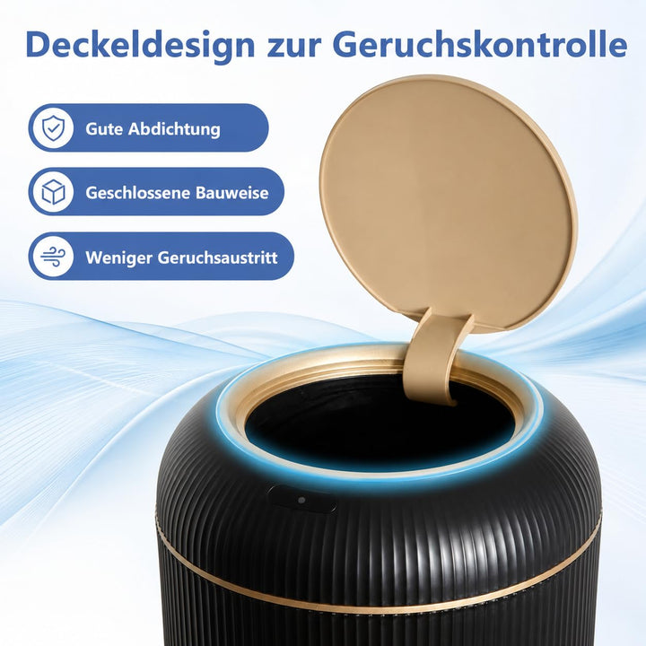 Smart Mülleimer mit Sensor,Weiss,10L,für Küche und Badezimmer, klein Geruchsdichter Trash Can Automa