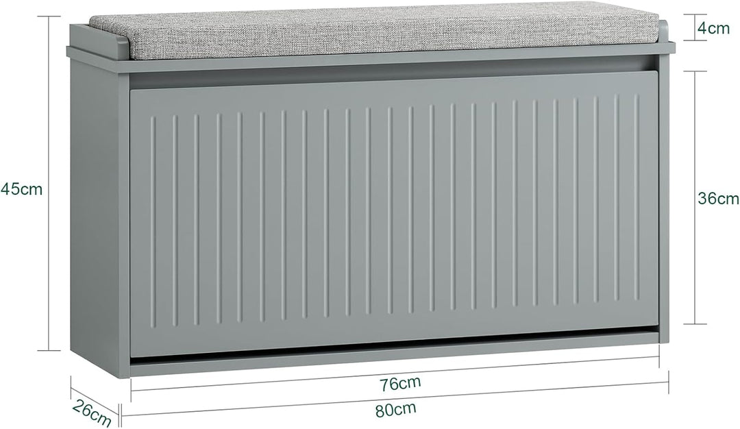SoBuy Schuhschrank Schuhbank mit Sitzfläche, Schuhregal mit Stauraum, Klappe, Sitzkissen, bis 155 kg