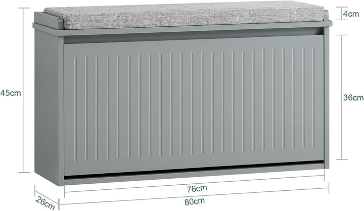 SoBuy Schuhschrank Schuhbank mit Sitzfläche, Schuhregal mit Stauraum, Klappe, Sitzkissen, bis 155 kg