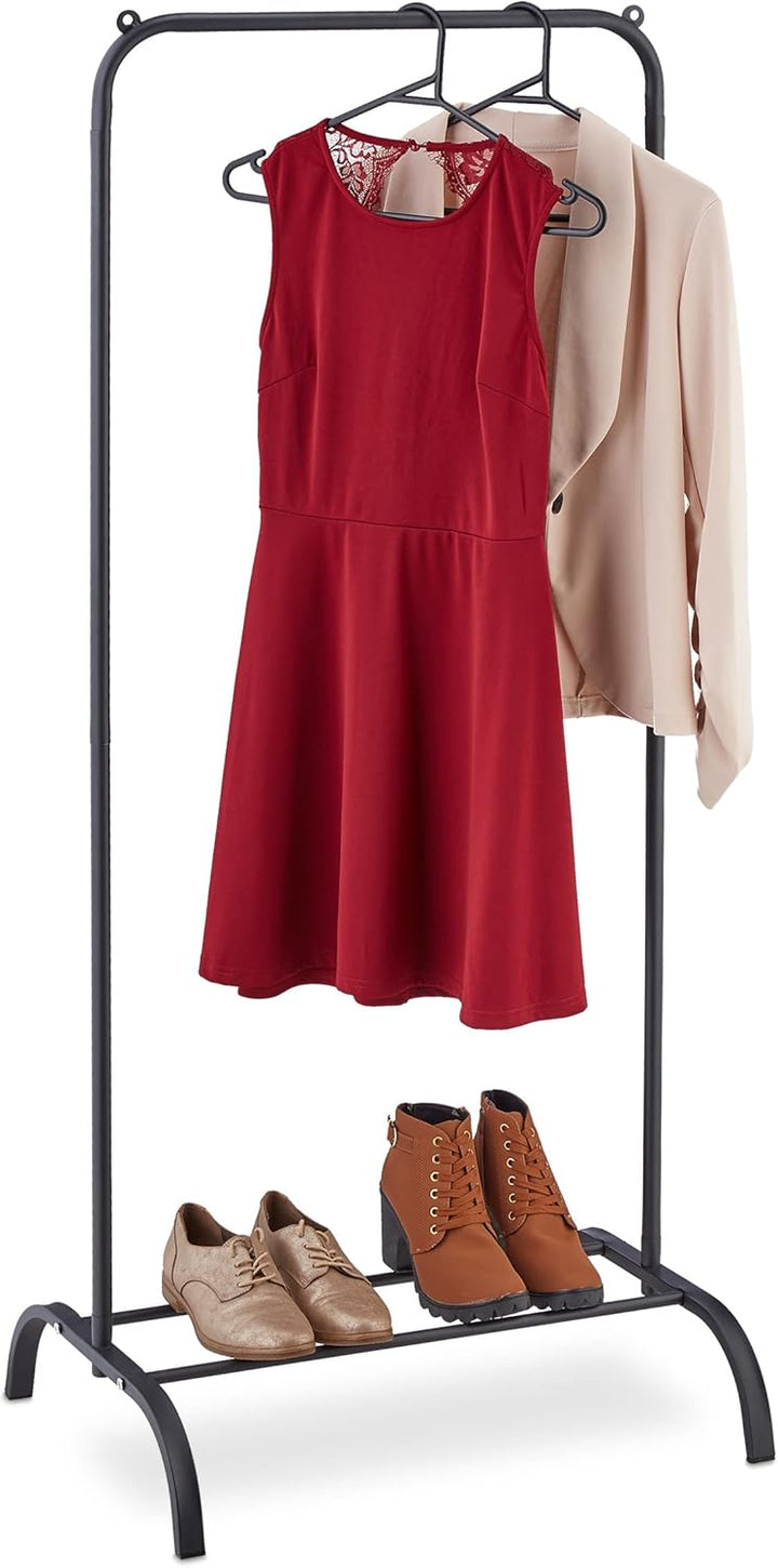 Relaxdays Kleiderständer Metall, mit Ablage, Schlafzimmer, Kleiderstange, HxBxT: 144 x 60 x 44 cm, f