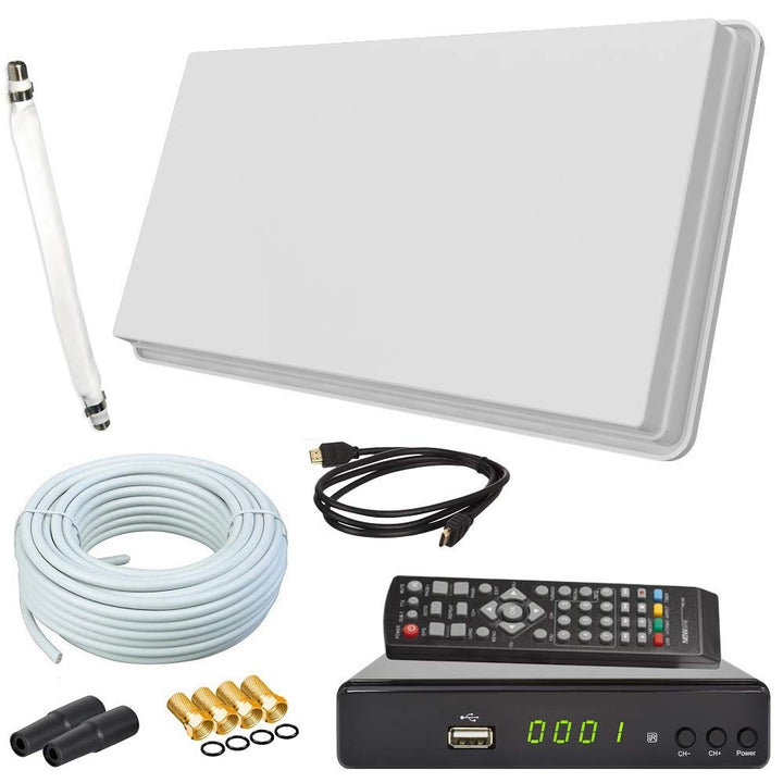netshop 25 Set: Selfsat H30D1+ Flachantenne Single + HD Receiver + 10m Kabel + Fensterhalterung + 1