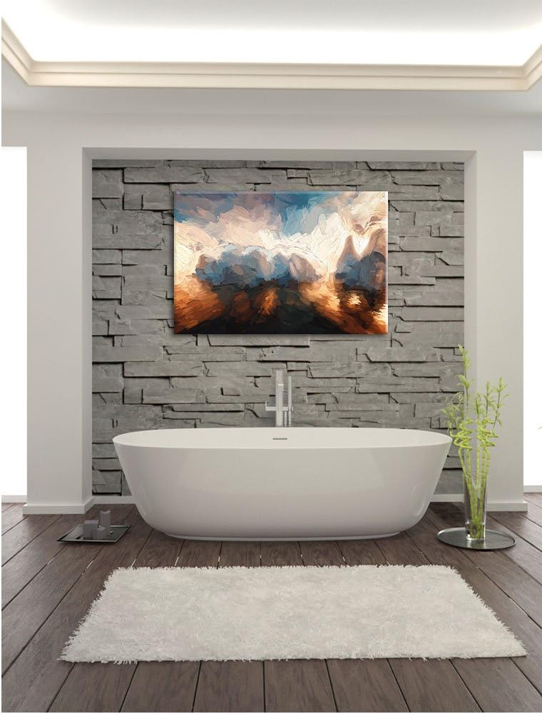 Pixxprint Eisschollen in der Antarktis Kunst Pinsel Effekt, Format: 100x70 auf Leinwand, XXL riesige