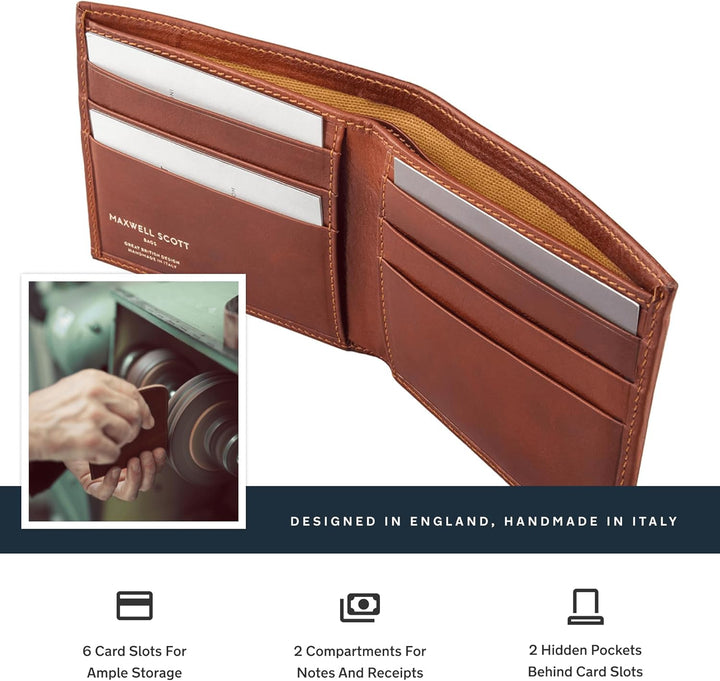 Maxwell-Scott Luxus Herrengeldbörse (Vittore), Cognac, One Size Cognac Braun, Cognac Braun
