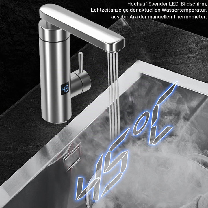 Elektrischer Wasserhahn Edelstahl, 220V 3000W Sofortiger Warm Wasserhahn mit LED Digitalanzeige und