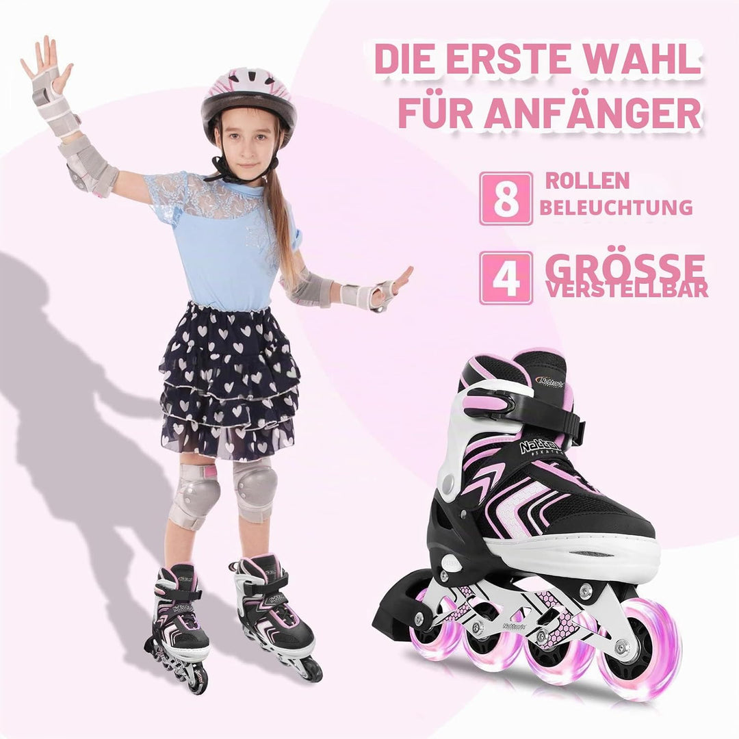 Nattork Inliner für Kinder Verstellbare Inline Skates, 4 Grössen Kinder Inline Roller Skates mit Bel