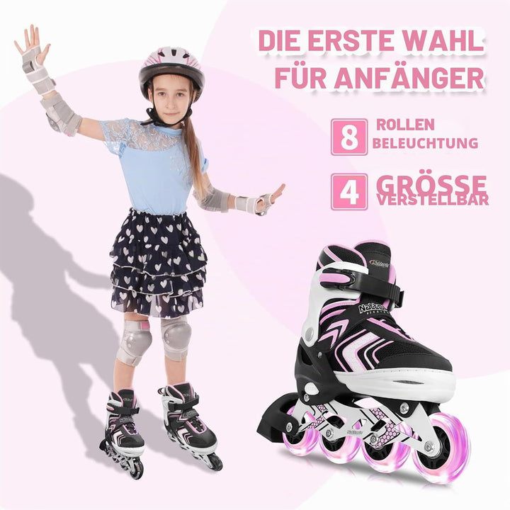 Nattork Inliner für Kinder Verstellbare Inline Skates, 4 Grössen Kinder Inline Roller Skates mit Bel