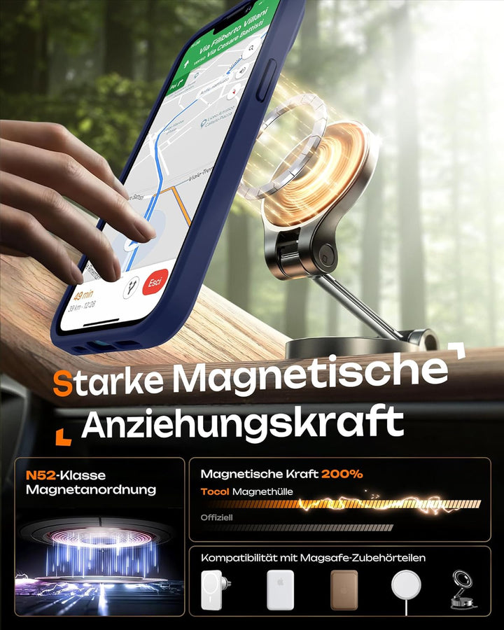 TOCOL 3 in 1 für iPhone 13 Hülle für MagSafe, Vollständiger Kameraschutz Stossfest Kratzfest Magneti