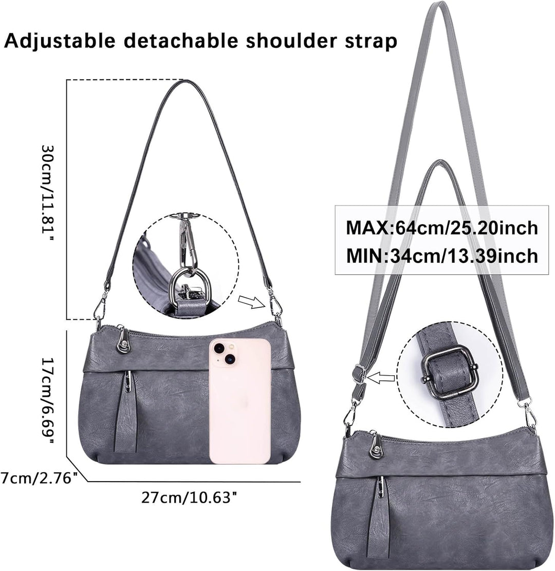 HUA ANGEL Mittelgross Handtasche Damen UmhäNgetasche Echt Leder Mit Mehreren Fächer Für Handy Und Po