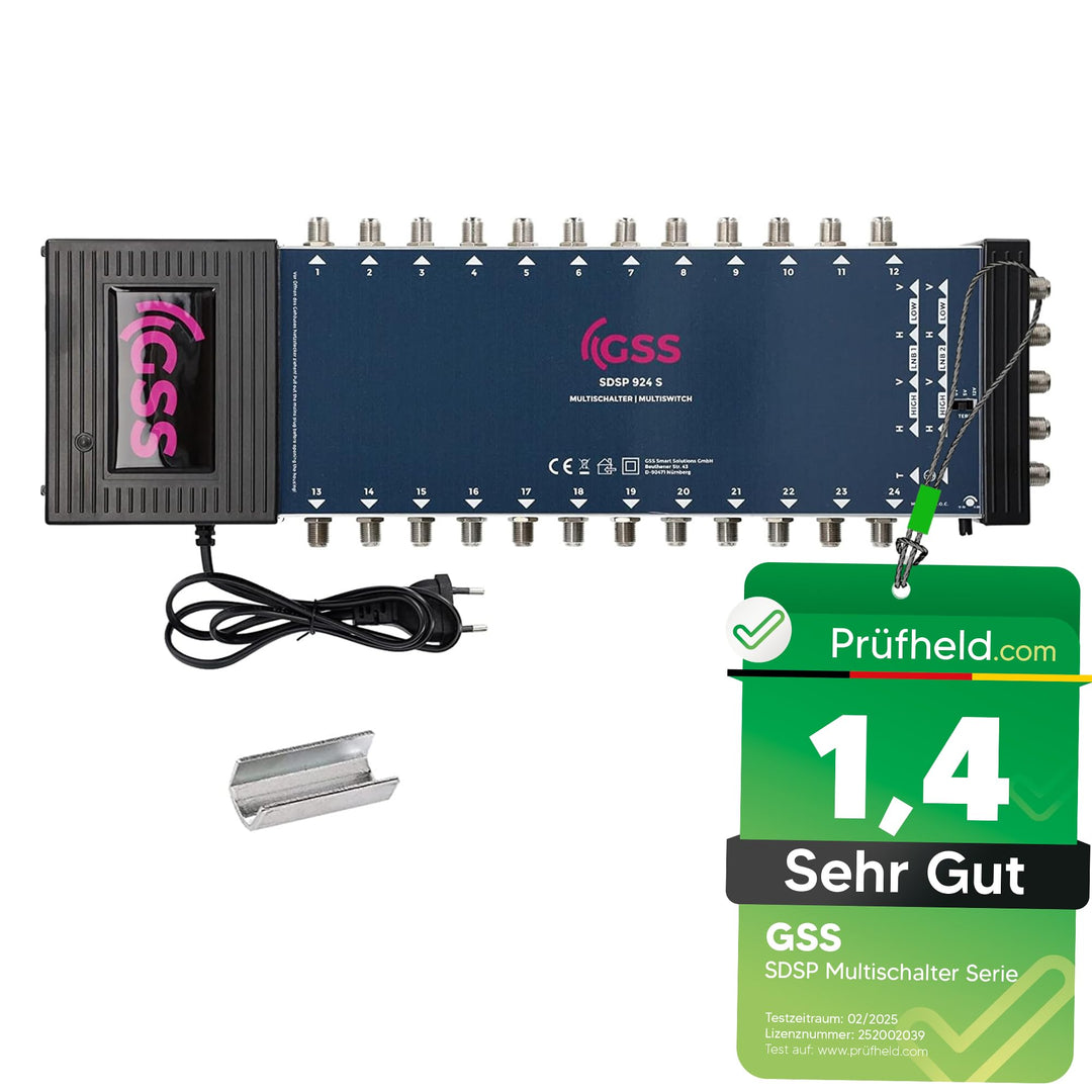 GSS Multischalter 9/24 für 2 Satelliten & 24 Teilnehmer inkl. Aufdrehhilfe - für 2 Quad oder 2 Quatt