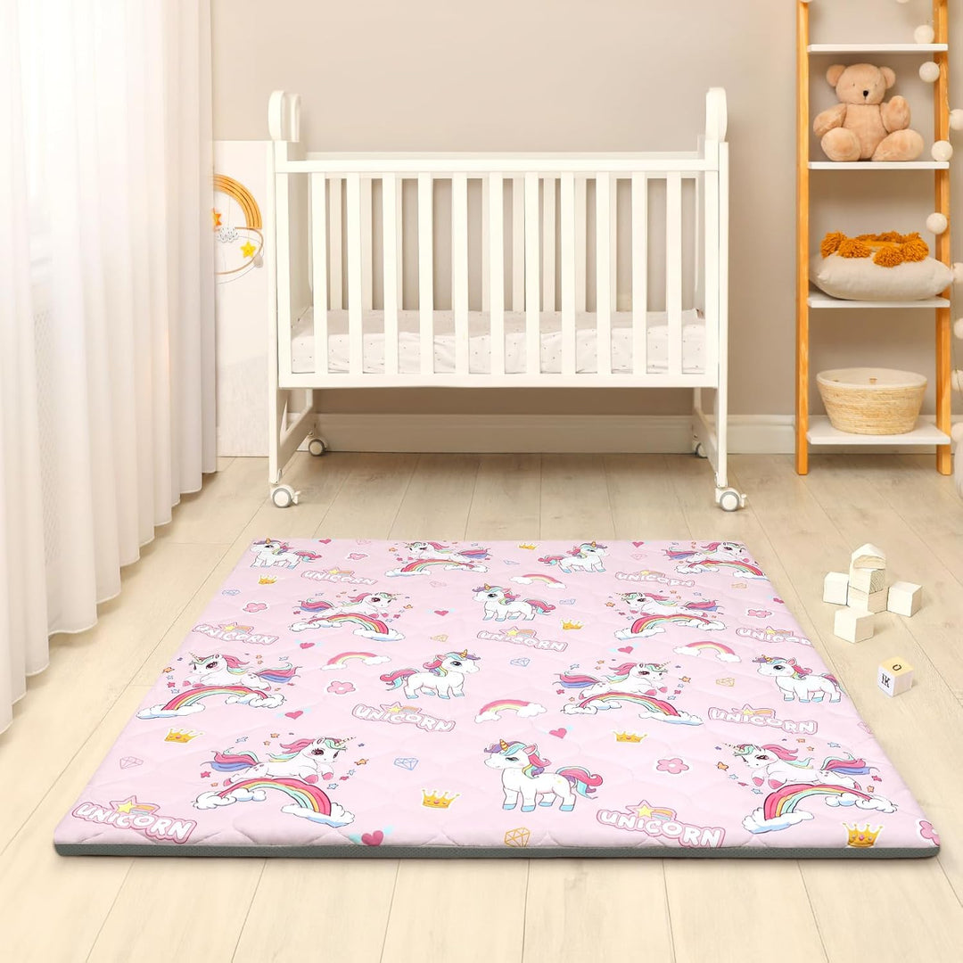 Spielmatte Baby 127×127cm mit Rutschfest, Extra Dicke 2cm Weiche Abtrennbar Krabbelmatte Baby, Faltb