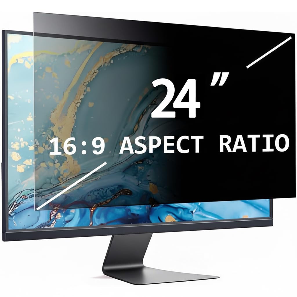 24 Zoll 16:9 Bildschirm Blickschutzfilter für Computer Monitor,Anti-Blaulicht Blendfrei Abnehmbare 2