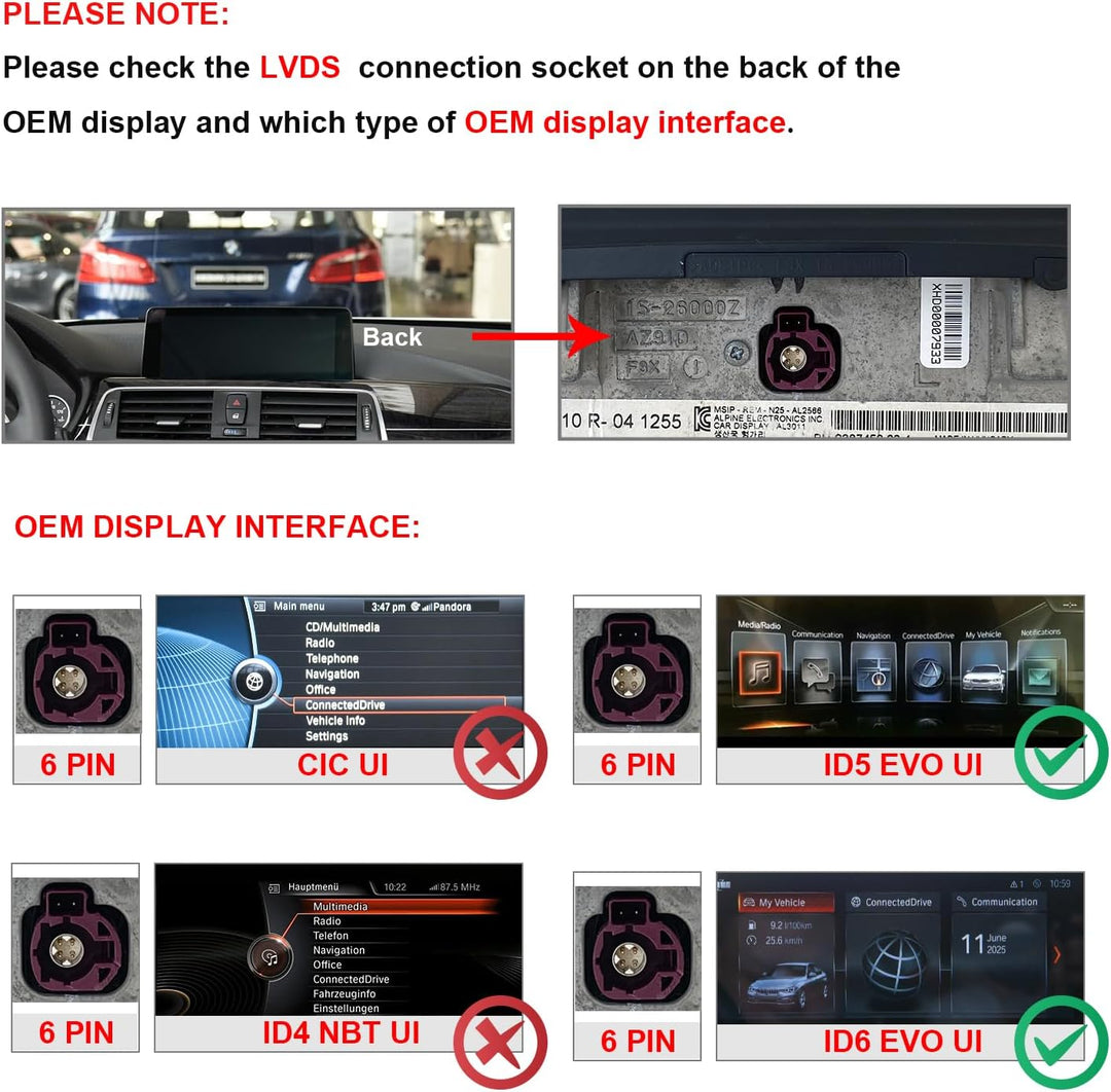 PEMP Linux-Bildschirm für BMW 3er F30 X1 F48 2017-2019 EVO ID6, unterstützt kabelloses CarPlay und A