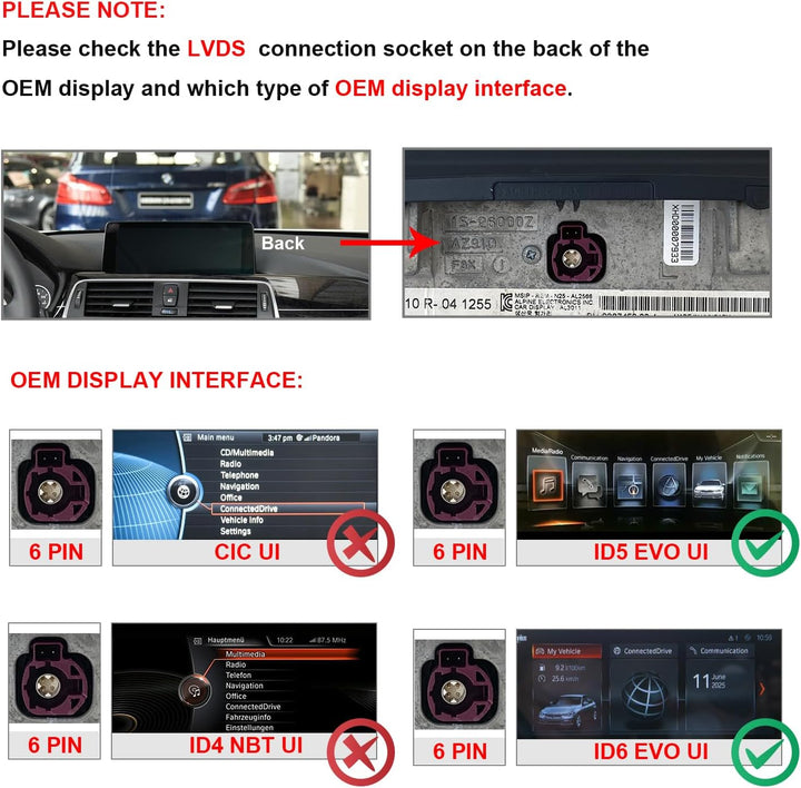 PEMP Linux-Bildschirm für BMW 3er F30 X1 F48 2017-2019 EVO ID6, unterstützt kabelloses CarPlay und A