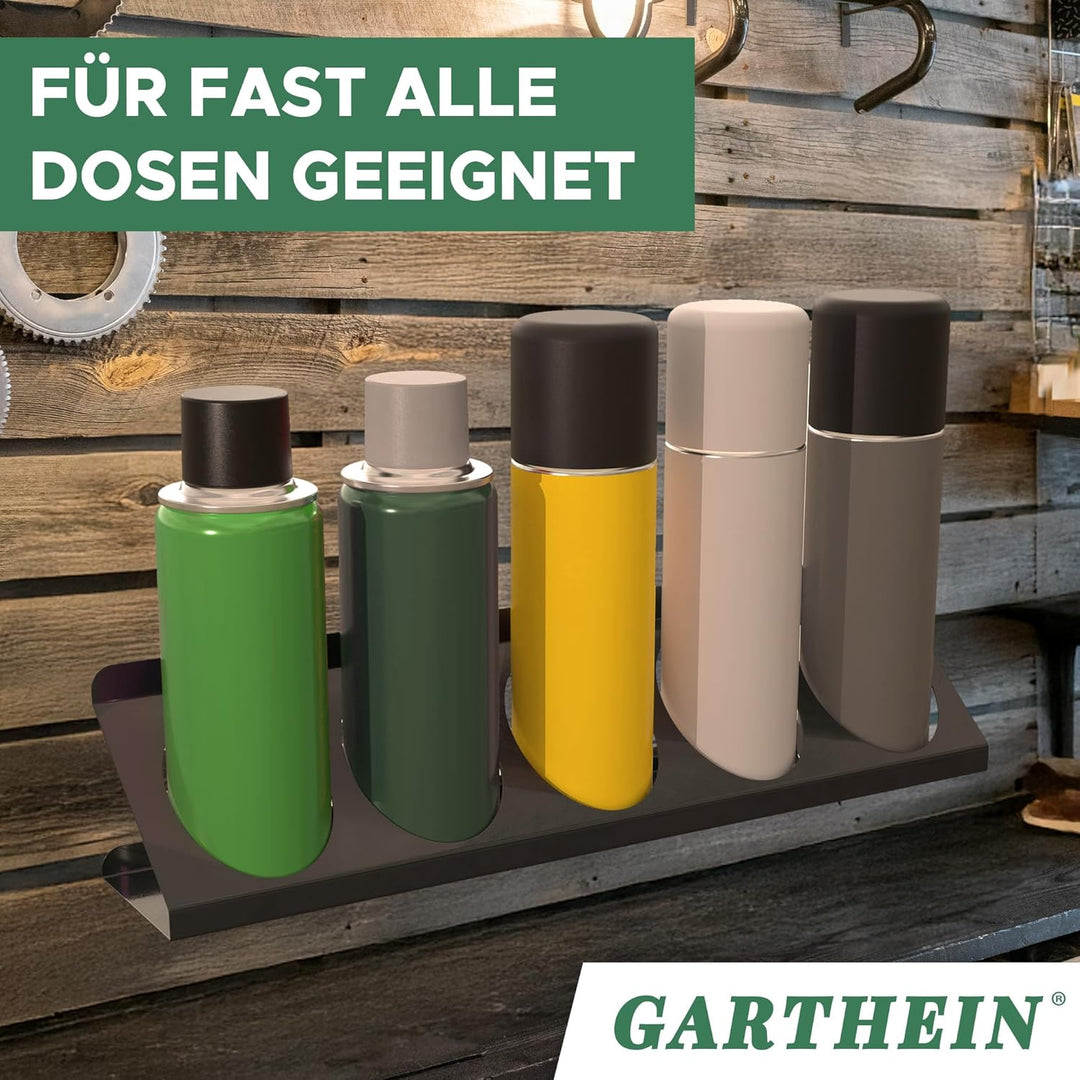 Spraydosenhalter für 5 Dosen - Metall Wandhalterung für Werkstatt - Schwarz Rostfrei - Spraydosenreg