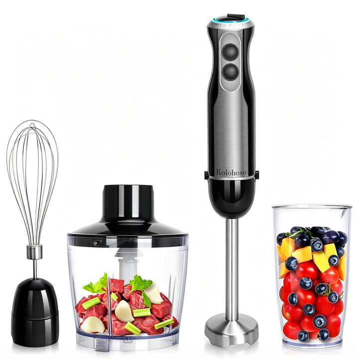 1500W Stabmixer 4 in 1, Pürierstab mit 20 einstellbaren Geschwindigkeiten und Turbo-Modi, Stabmixer