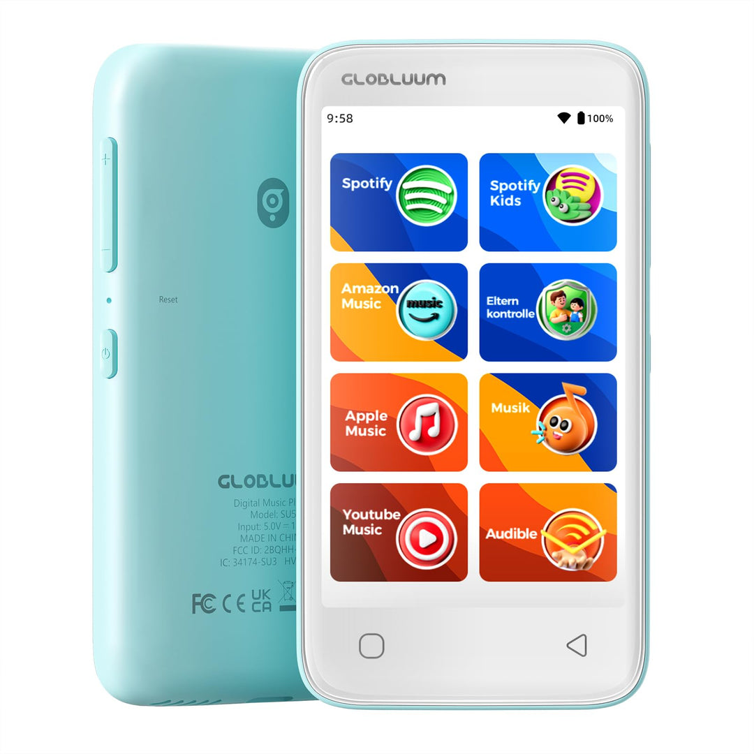 MP3-Player für Kinder, Kindersicherung, 16GB, unterstützt Spotify und Audible, Bluetooth und WLAN (M