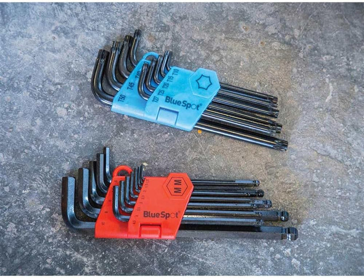 BlueSpot Tools 15303 Sechskantschlüssel-Set mit langem Arm, metrisch, Kugelkopf, 1,27-10 mm, 13-teil