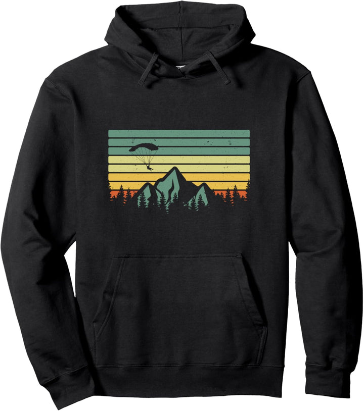 Vintage Paragleiter segelt über Berge Paraglider Gleitschirm Pullover Hoodie