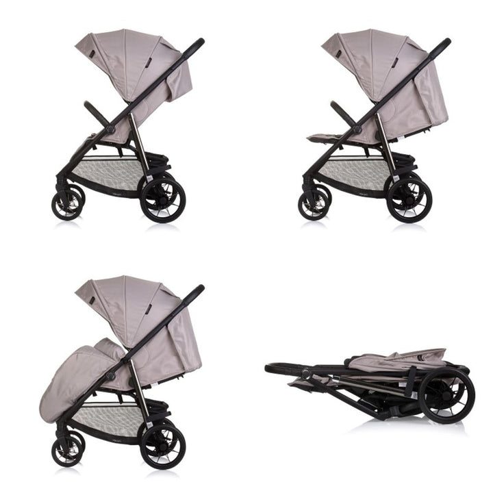 Chipolino Kinderwagen Buggy Insta, Fussabdeckung, Federung, Korb, Gurt, klappbar hellbraun, hellbrau