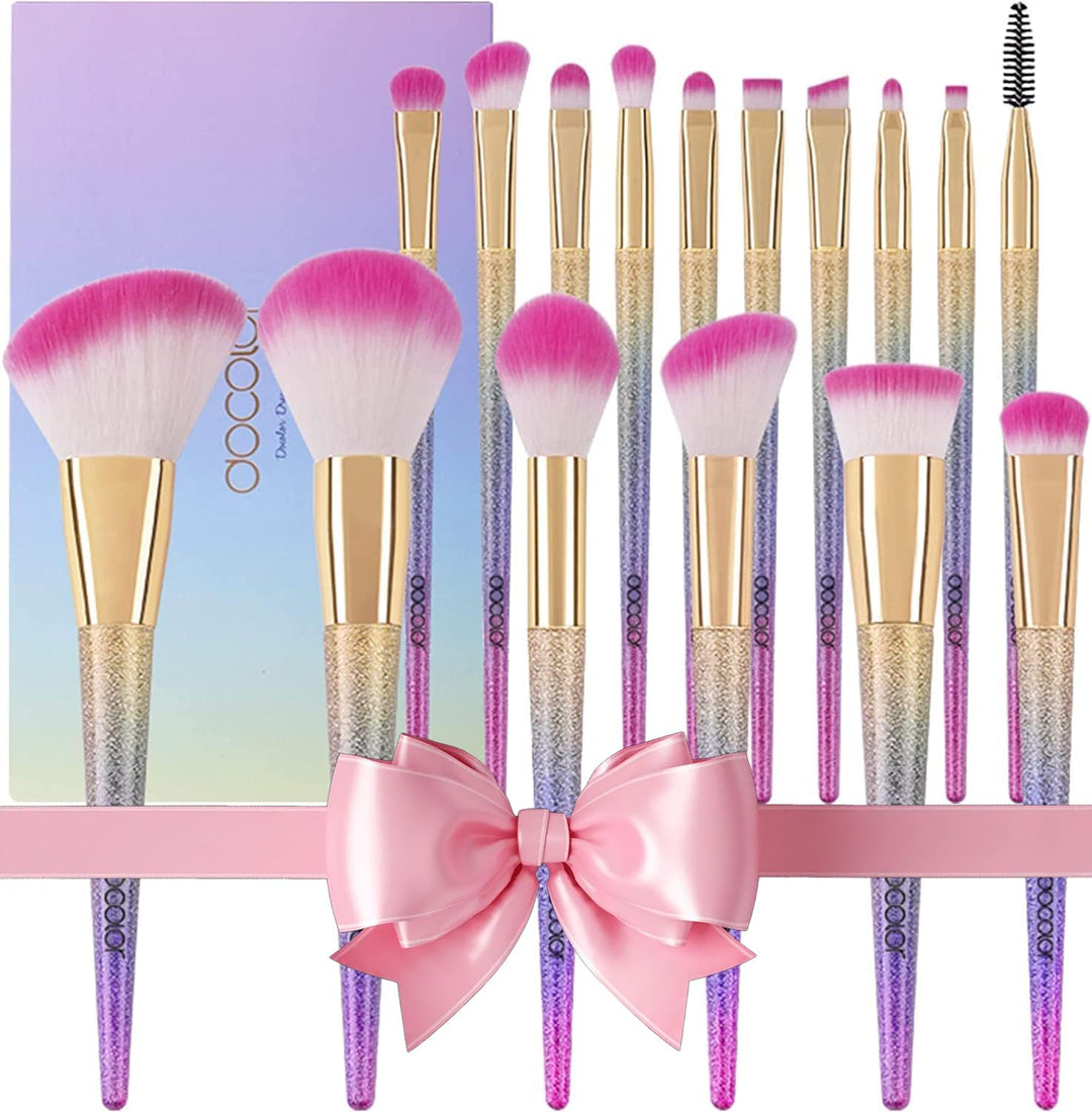 Docolor Makeup Pinsel 16 Pcs Makeup Pinsel Set Premium Synthetische Pulver Stiftung Kontur erröten C