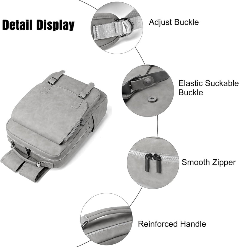 FANDARE Rucksack Laptop Wasserdicht Handgepäck Rucksack Wasserdicht PU-Leder Schulrucksack Herren Da