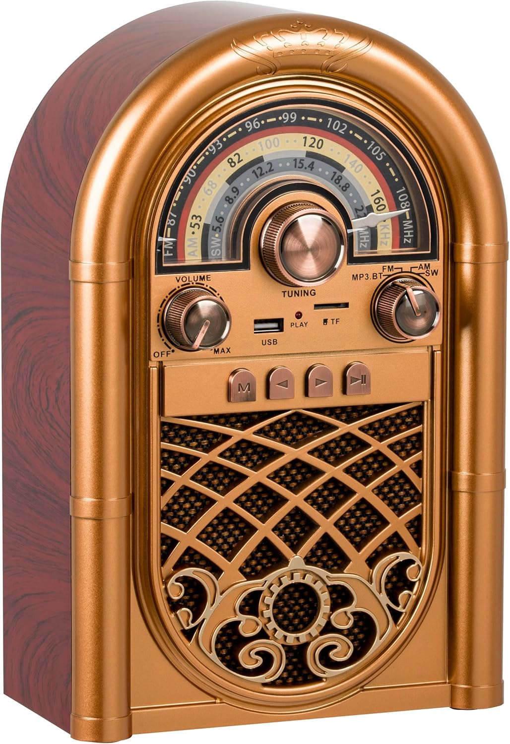 Retropolis New Orleans – Retro Radio mit Bluetooth 5.0, Tragbares Radio FM/AM/SW, 1200mAh Akku, USB/