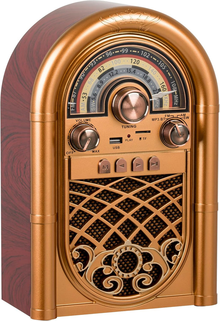 Retropolis New Orleans – Retro Radio mit Bluetooth 5.0, Tragbares Radio FM/AM/SW, 1200mAh Akku, USB/
