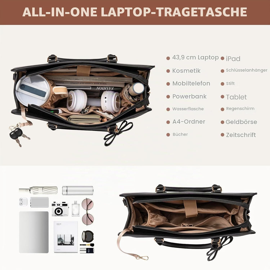 LOVEVOOK Handtasche Damen Gross, 17,3 Zoll Laptoptasche Arbeitstasche Elegant Uni Tasche Schultasche