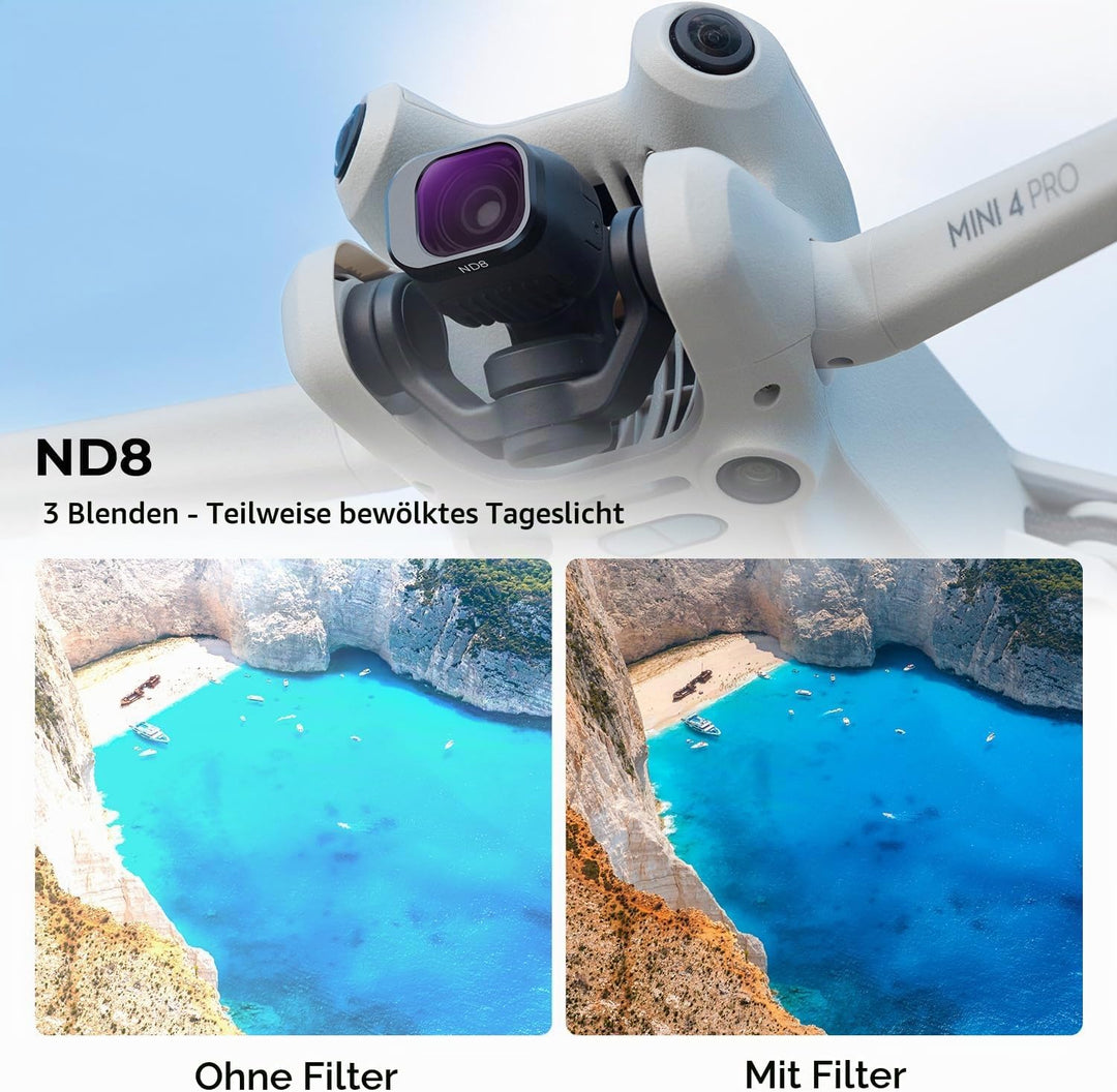 K&amp;F Concept Mini 4 Pro ND Filterset, 4 Stück ND8, ND16, ND32, ND64 Filter Kompatibel mit DJI Mini 4