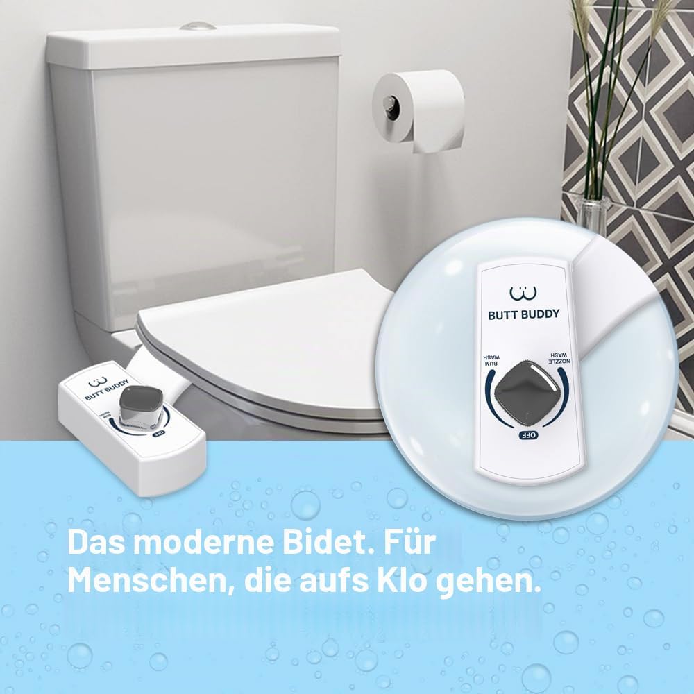 BUTT BUDDY - Bidet Toilet Seat Attachment & Fresh Water Sprayer (Easy to Install, Universal Fit, No