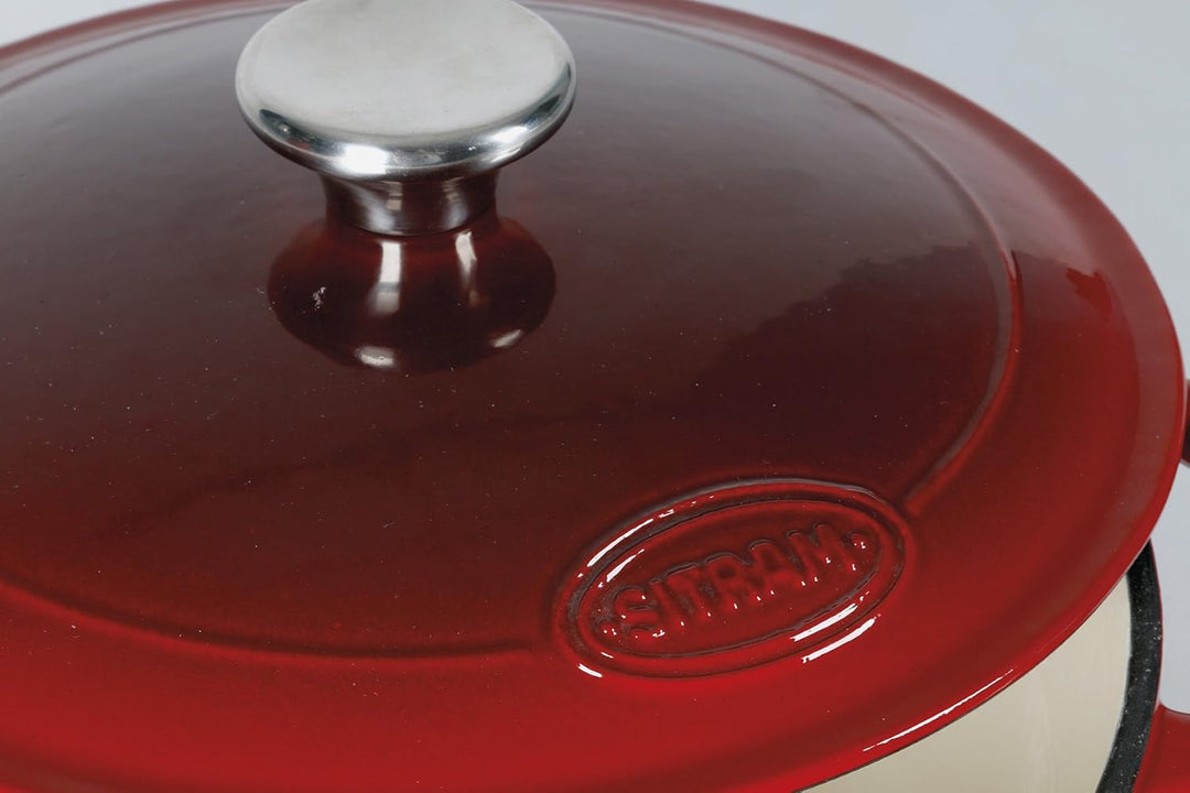Sitram 710839 Schmortopf Gusseisen, Creme/Rot, Gusseisen, Rouge/Crème, 33 x 25 x 13,5 cm, 33 x 25 x